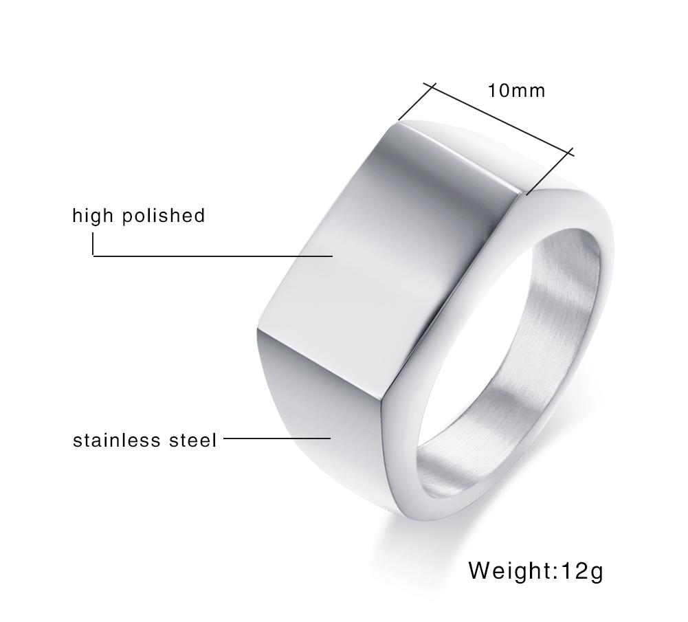 Customized Women Signet Ring,Minimalist 10MM Wide Finger Rings , Stainless Steel Punk Candid Fashion Jewelry Gift To Girls