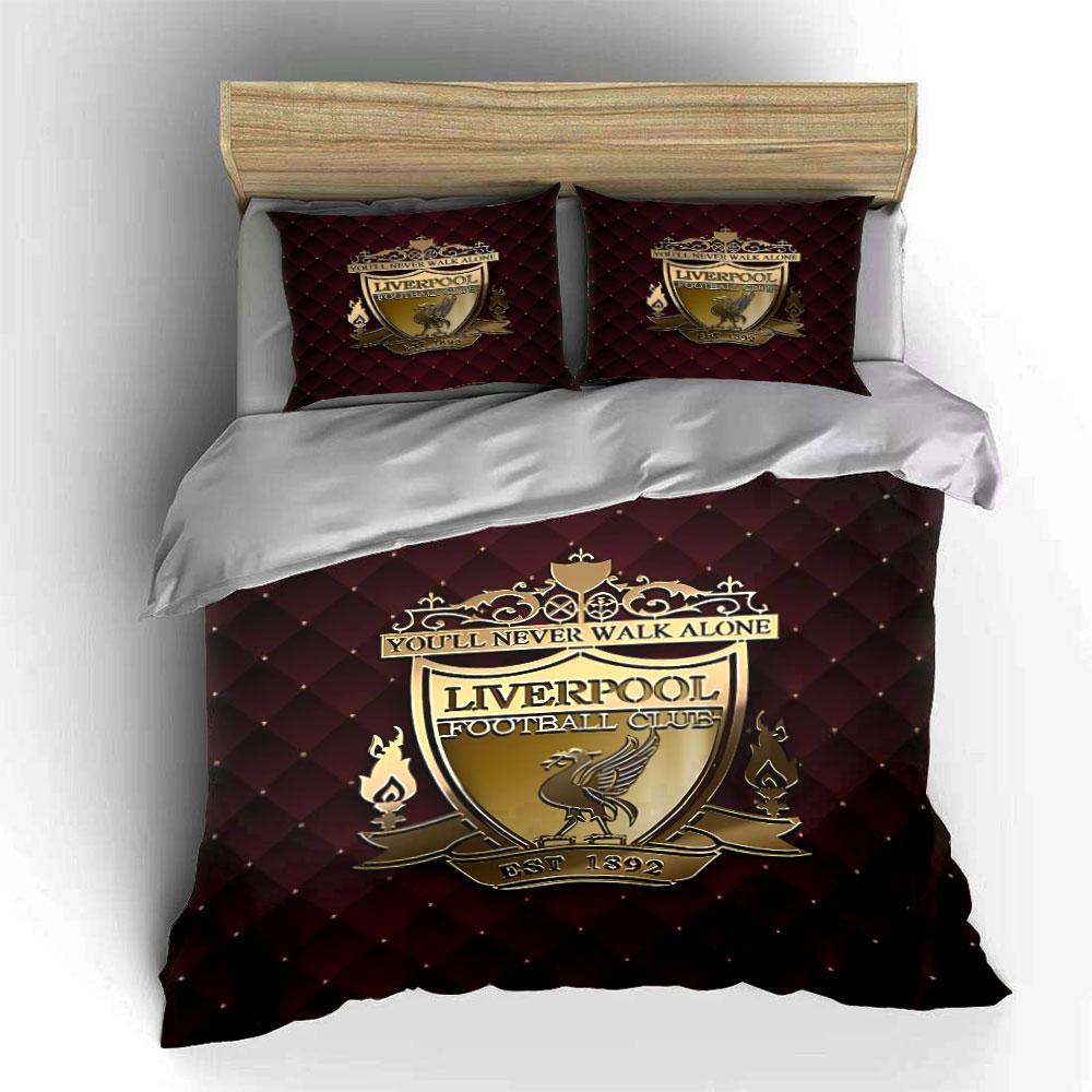 Liverpool Football Club Set Biancheria da Letto Set Copripiumino Copripiumino Federe (1 * Copripiumino 2 * Federe, senza piumino)