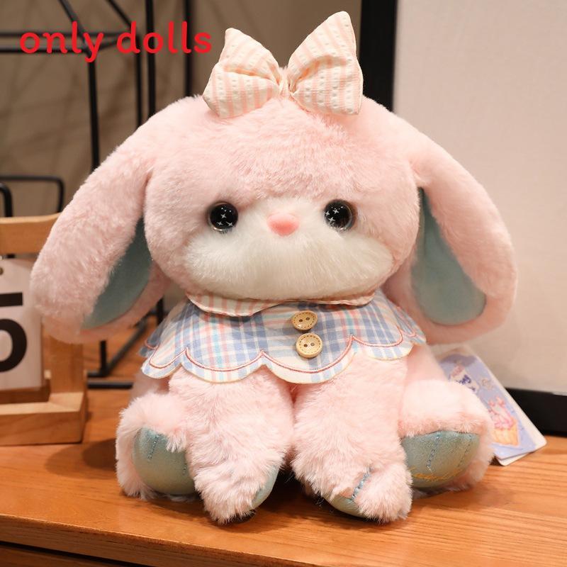 

Bear Rabbit Dog Plush Toys With Checkered Scarf Decoration For Kids Birthday Gift Bunny,20cm