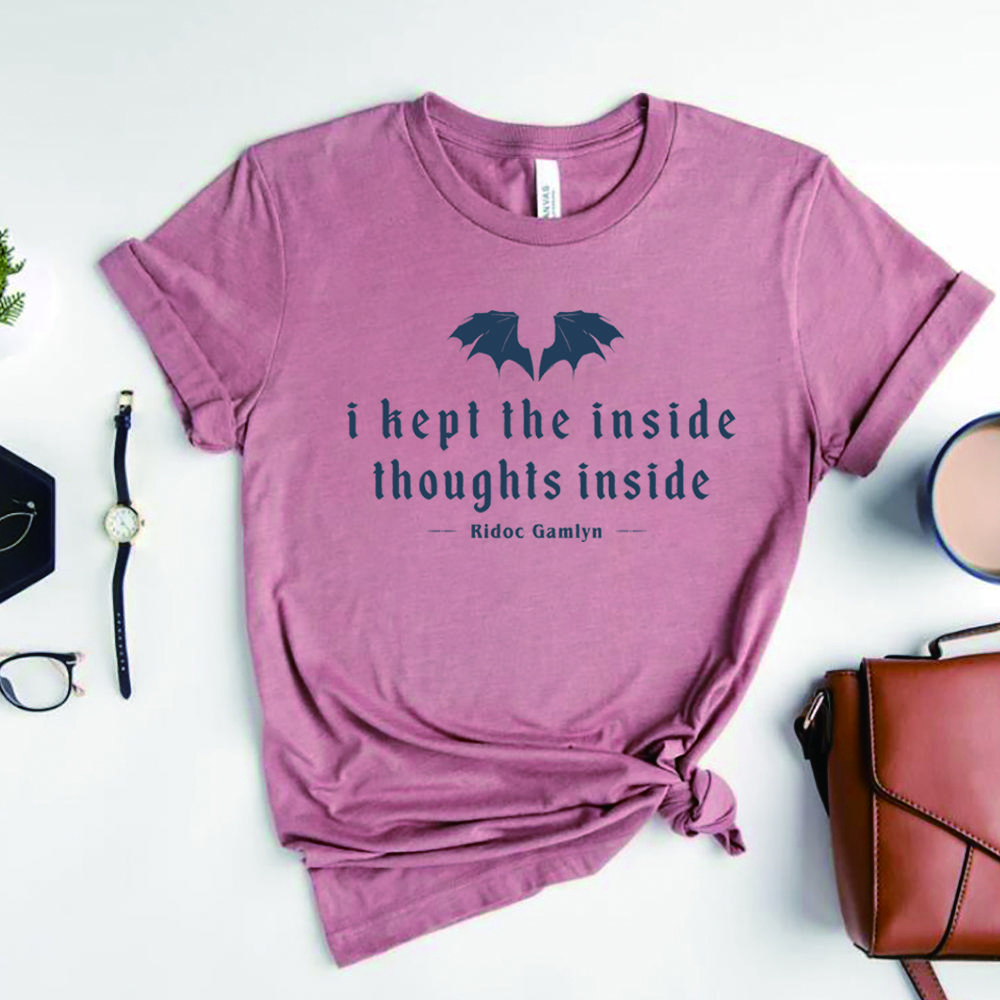 I Kept The Inside Thoughts Inside Tshirt Quest Squad Shirt Fourth Wing Tshirt Book Lover Tee Unisex Bookish Short Sleeves Tops