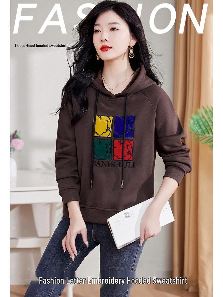 Women's Thickened Fleece Hoodie: 2024 New Autumn/Winter Korean Fashion Loose Fit