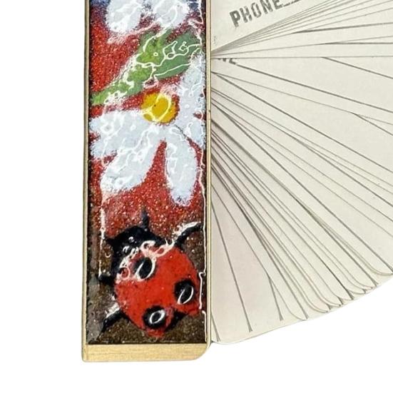 1/2/3Pcs Enamel Flower Brass Phone Book Handmade Vintage Chinese Style Mini Pocket Portable Floral Phone Directory Address Book Collectible Decoration