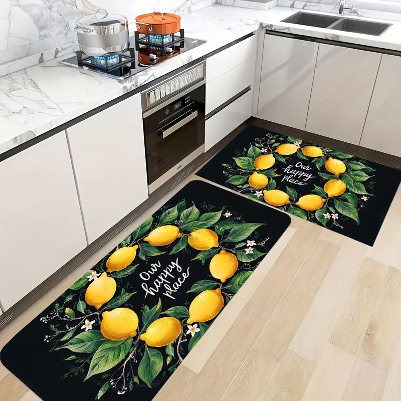 1Pcs Anti Fatigue Kitchen Rug, Lemon Print Waterproof Non-Slip Thick Cushioned Mat Comfort Standing Mat