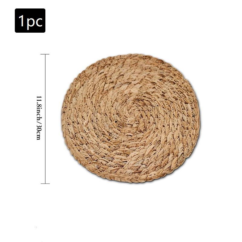 Handgewebte Rattan-Platzsets Rund Isolierte Teetassenuntersetzer Tischsets Geeignet für Restaurant Zuhause Hochzeitsdekoration