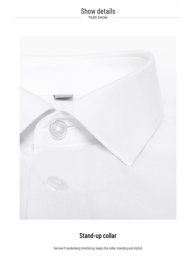 Men's Slim Fit Long Sleeve Modal Tencel Wool Shirt - Iron-Free, Machine Washable, Solid Color, Business Attire.