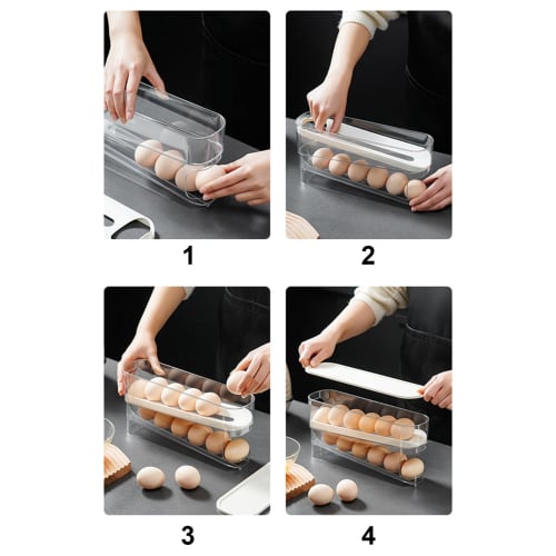 Yajuyi 2-Tier Automatic Rolling Egg Dispenser for Refrigerators, Egg Holder, Egg Storage Case, Refrigerator Egg Container, Rolling Egg Dispenser, Egg