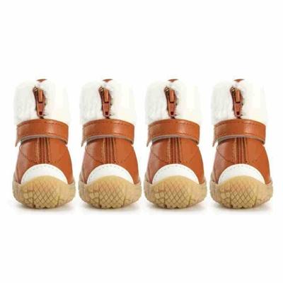 4 Stk./Set Hundeschuhe Wasserdicht Winter Hundeschuhe Verstellbar Verdicken Haustier Warme Stiefel Verschleißfest Hunde Schneestiefel Warmhalten