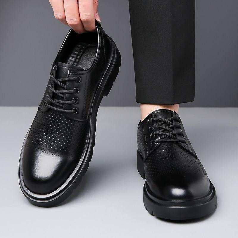 Men's Soft Leather Shoes Men's Sandals Business Suit Full Set Men's Hollow Breathable Non-slip