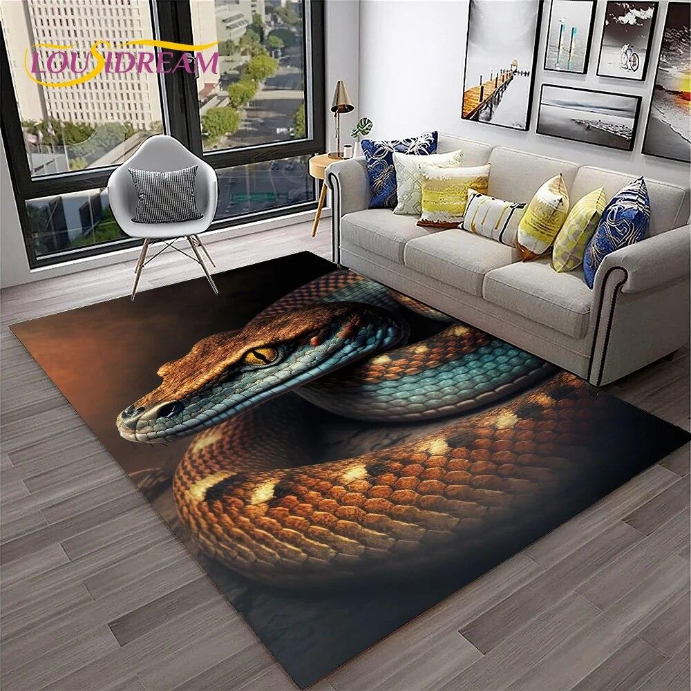 Gothic Serpent Viper 3D Python Snake Carpet Rug for Home Living Room Bedroom Sofa Doormat Decor,kids Area Rug Non-slip Floor Mat
