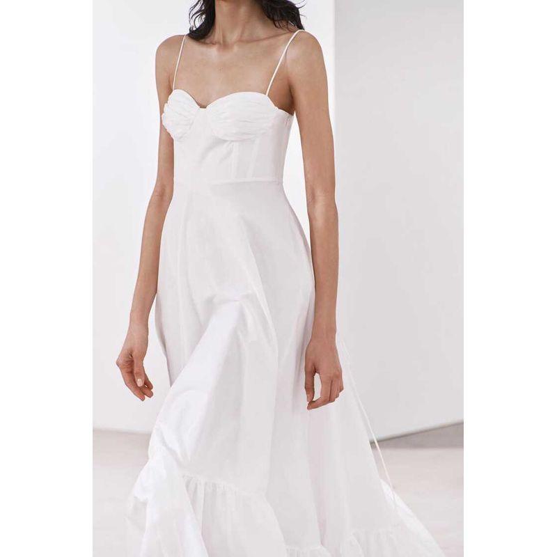 Za2024 Spring-Summer New Type Women's Clothing Sexy Suspenders Laminated Decoration Poplin Dress 2673072 250