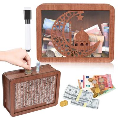 Salvadanaio in legno con contatore 1000/2000/3000/5000/10000 sterline salvadanaio contenitore per monete e contanti bambini adulti salvadanaio regalo di Natale