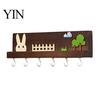 Wall Storage for Keys Mounted Wooden Key Holder, 5 Hooks Shelf, Dual Adhesive Entryway Hook Installation Options Organizer Kitchen And Living