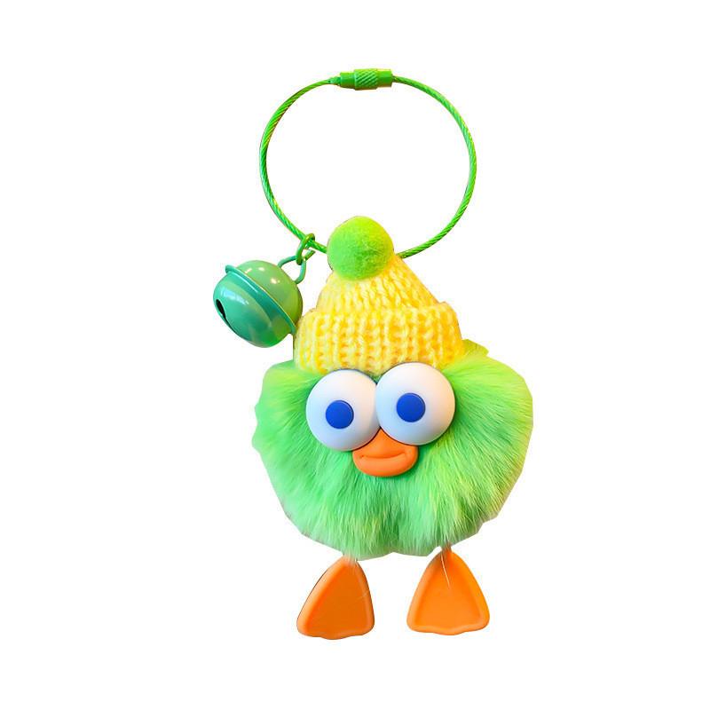 Rabbit Rex Stylish Fur Duck Keychain Plush Doll Bag Accent In Orange