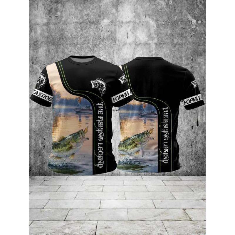 Summer Men's Fishing T-Shirts Short Sleeve Leisure 3d Fish Print Street T-Shirts Fashion Man Tees Loose Casual O-Neck Shirt