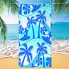 Cyan Blue Wave Plumeria Coconut Palm Print Beach Towel Soft Absorbent For Girls Beach Vacation Pool Daily Use