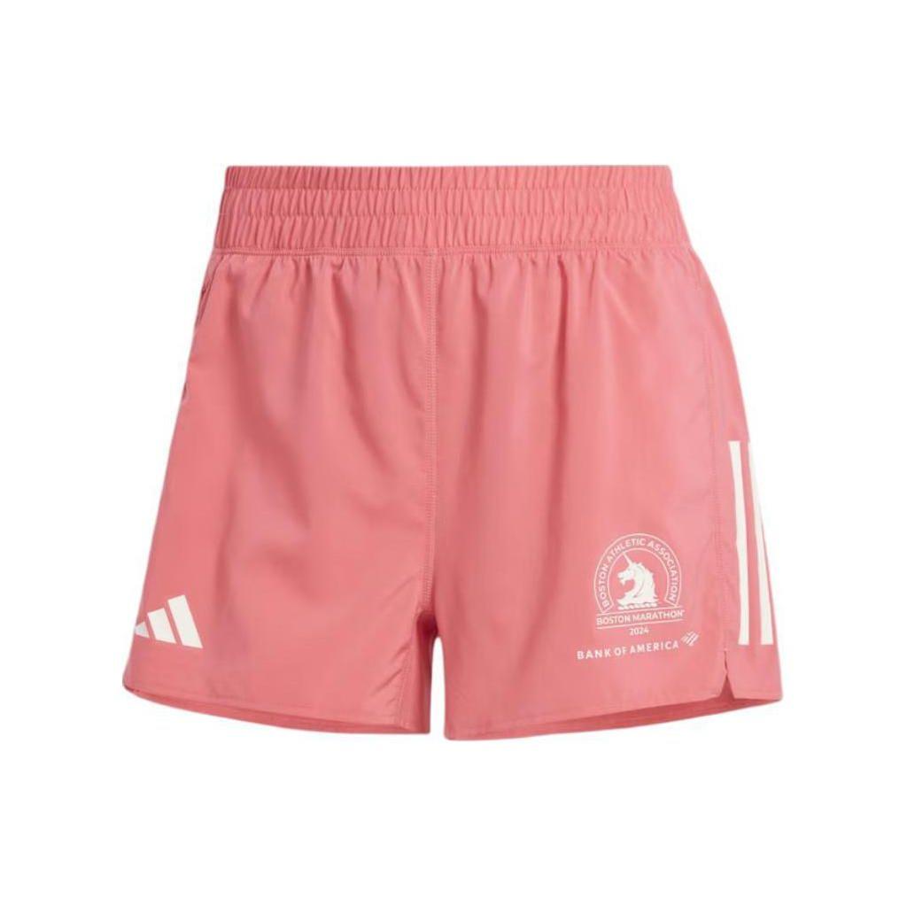 Adidas Boston Marathon® 2024 Own The Run Base Shorts Striped Print Loose Fit Casual Shorts Women Shorts Deep-Red IW0122