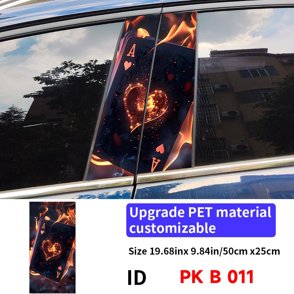 Poker Car Stickers Car B-pillar Decal Waterproof Stickers Auto Center Pillar Sticker Cover Scratches Vehicle Decor Accessories