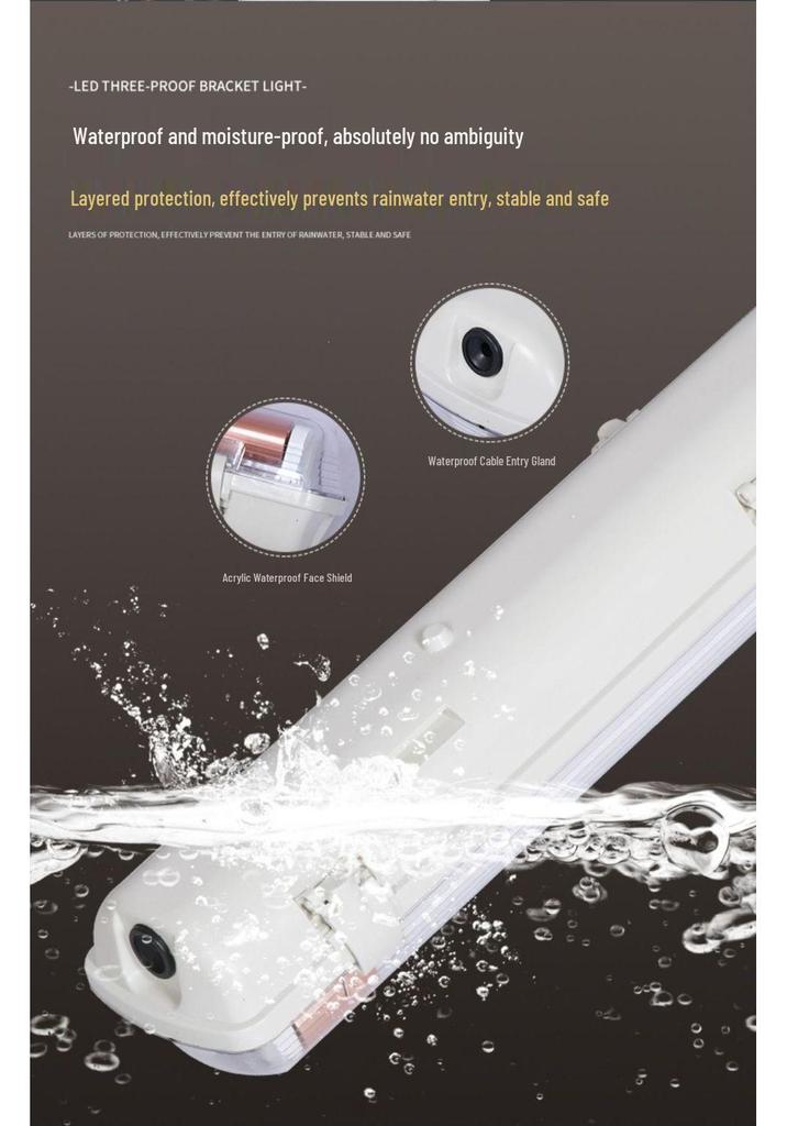 T8 Waterproof Double/Single LED Fluorescent Lamp Set, Dustproof & Explosion-Proof, Daylight Lamp Holder