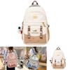 Color Blocked Letter Embroidery Student Backpack With Plush Pendant For Daily Use
