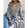 Women S Solid Off Shoulder Lantern Sleeve Pullover Sweater