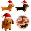 Hand Crafted Wool Felt Dachshund Christmas Ornaments Dog With Santa Hat Xmas Tree Hanging Decor For Winter Home Party Suppl D9D6