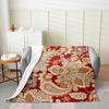 Paisley Fuzzy Throw Blanket Bohemian Exotic Style Flannel Fleece All Season Bed Blanket for Sofa Couch Room Indian Style Red Yel