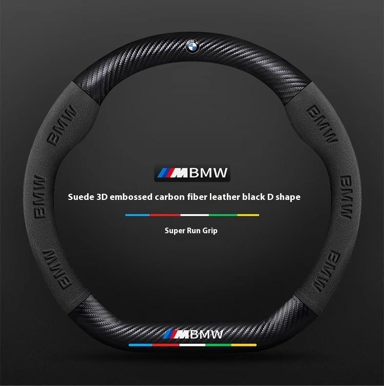 For BMW M X1 X3 X5 X6 G20 G30 E36 E39 E46 E87 E92 F10 F15 F20 F25 F30 Carbon Suede Leather Car Steering Wheel Cover Accessories