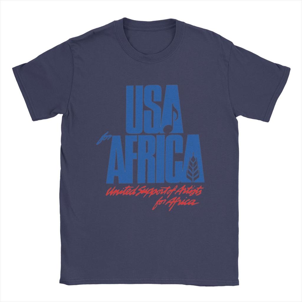 Men T-Shirt We Are The World Anniversary USA For Africa United Artists 100% Cotton Tees Short Sleeve T Shirts Tops Printed