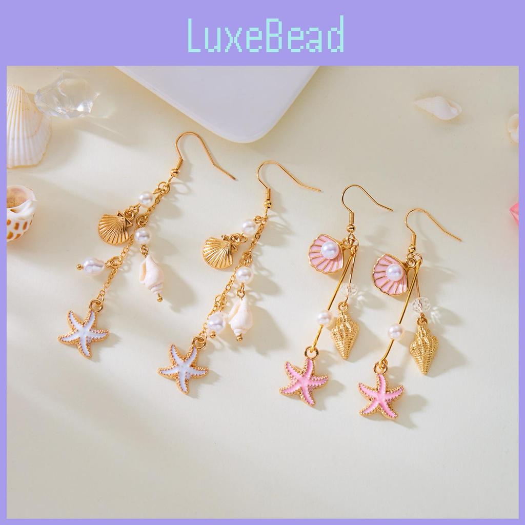 Natural Shell Alloy Earrings With Electroplating For Trendy Beach Party Accessories