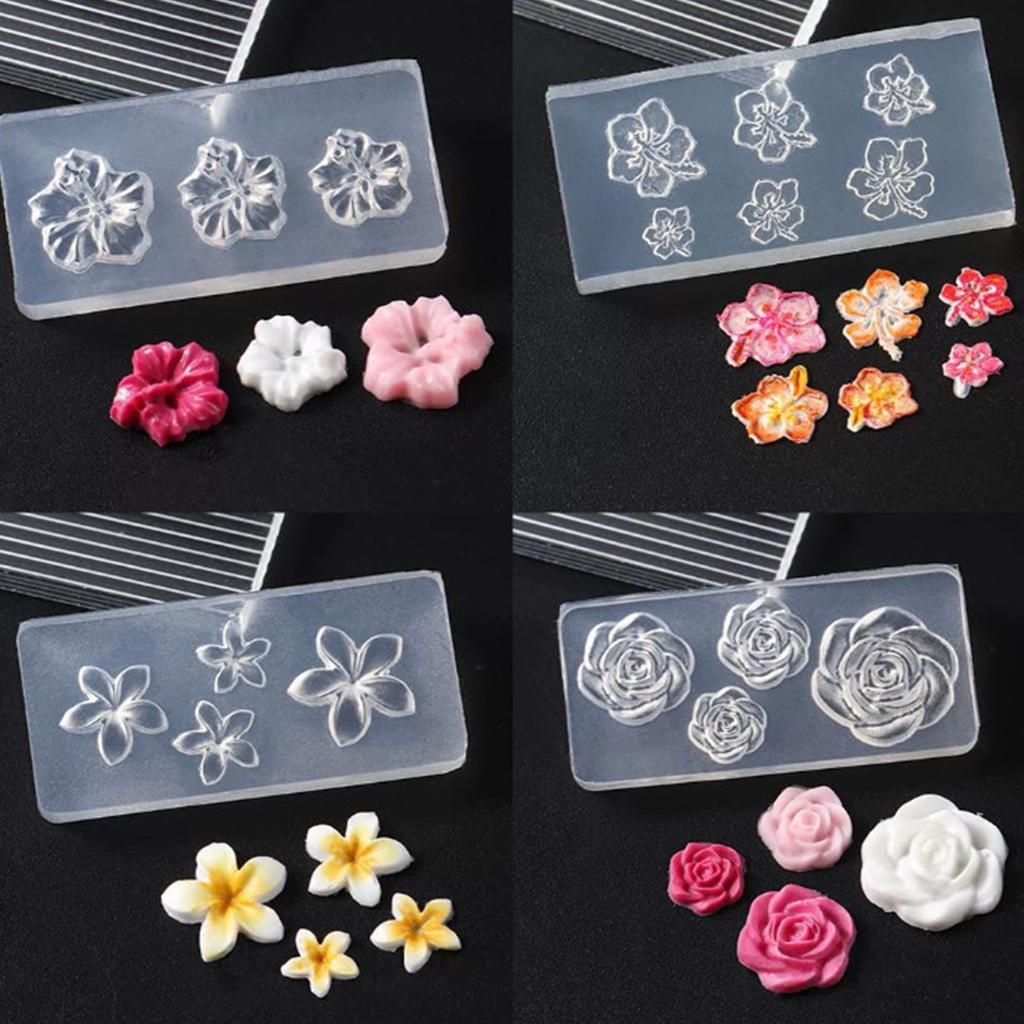 4PCS Silicone Nail Art Molds For 3D Floral Designs Reusable Transparent DIY Crafting Tools Flower Nail Decorations Mold