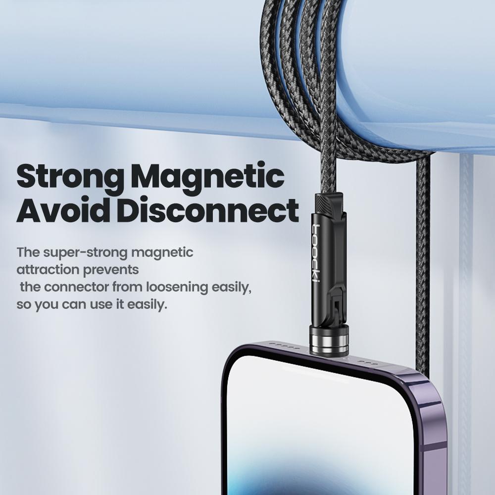 Magnetický kabel Toocki Rychlé nabíjení Micro USB Type C Kabel pro iPhone Samsung Xiaomi Magnetická nabíječka pro mobilní telefon Datový kabel
