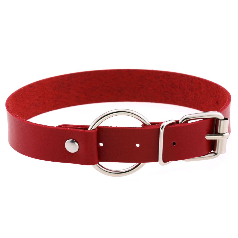 Red Leather Spiked Choker Punk Collar Women Men Bat Heart Chocker Chunky Necklace Goth Jewelry Metal Gothic Emo Accessories