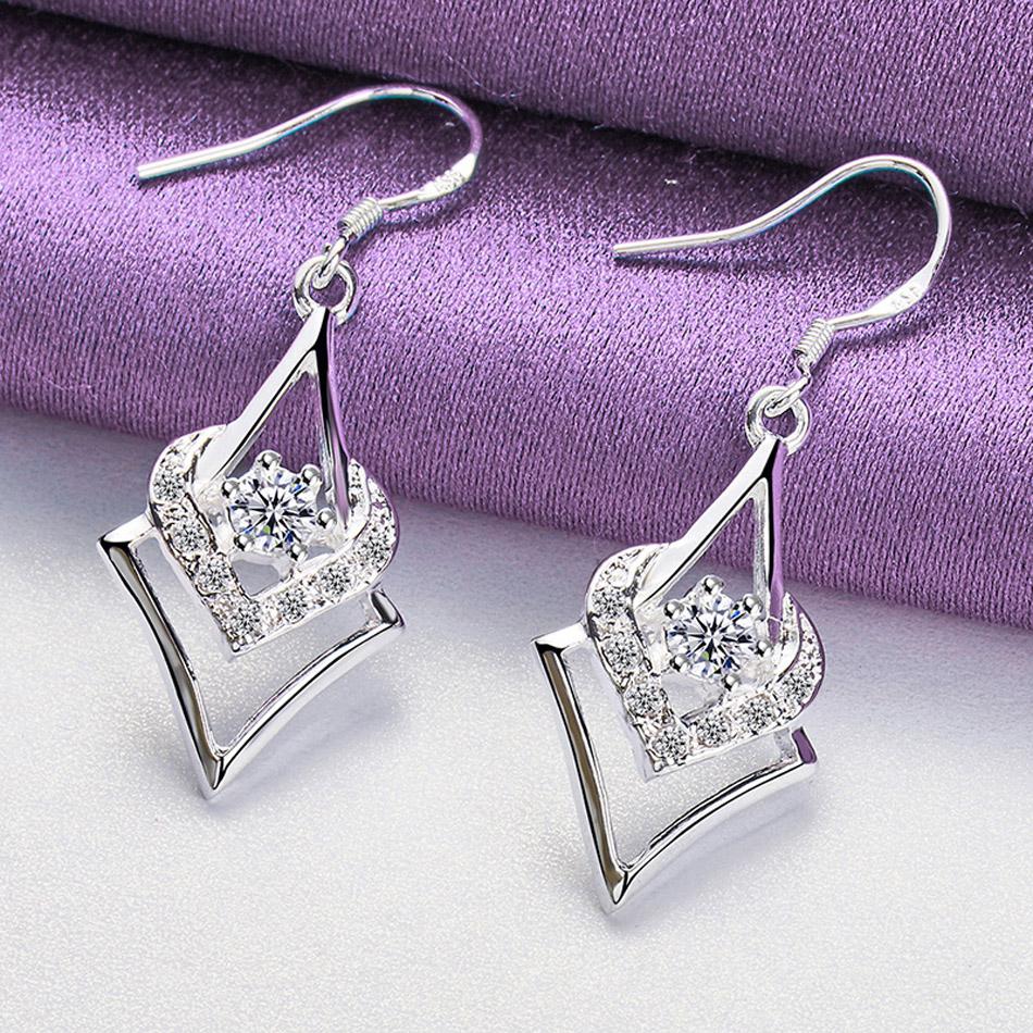 CHSHINE 925 Sterling Silver Geometric Zircon Earrings For Women Fashion Charm Jewelry