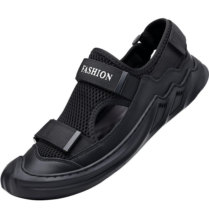 (Cowhide) WZ Fashion Versatile Mesh Splicing Breathable Men's Casual Sandals Casual Shoes 5533