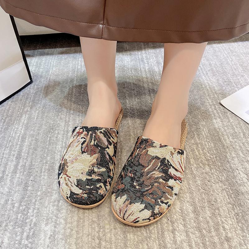 

Fashion 2024 Hot Sale Shoes for Women Baotou Women s Slippers Fashion Printing Home Cotton Shoes New Plus Size Flat Slippers Zapatos 35-36 абрикосовий