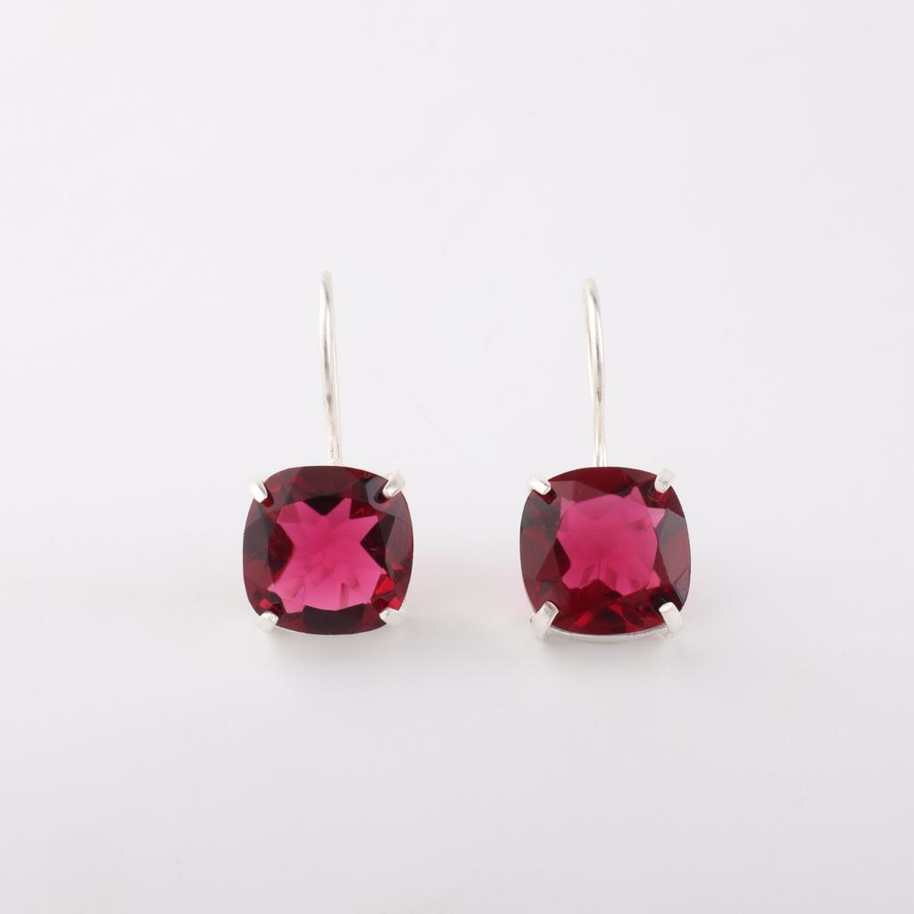Pink Rubellite Gemstone 925 Sterling Silver Jewelry Handmade Hook Earrings 1" EE-172-2