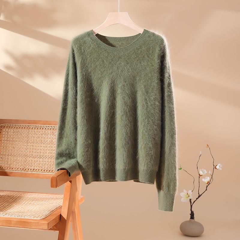 Damski sweter kaszmirowy kaszmir Qinghe 100% kaszmir puszysty ciepły modny szczotkowany
