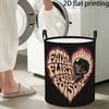 1pc, Circular Laundry Basket with Skull And Heart Patterns, Large Capacity Multi-Purpose Foldable with Handle, Stylish Circular Storage Basket, Suitab
