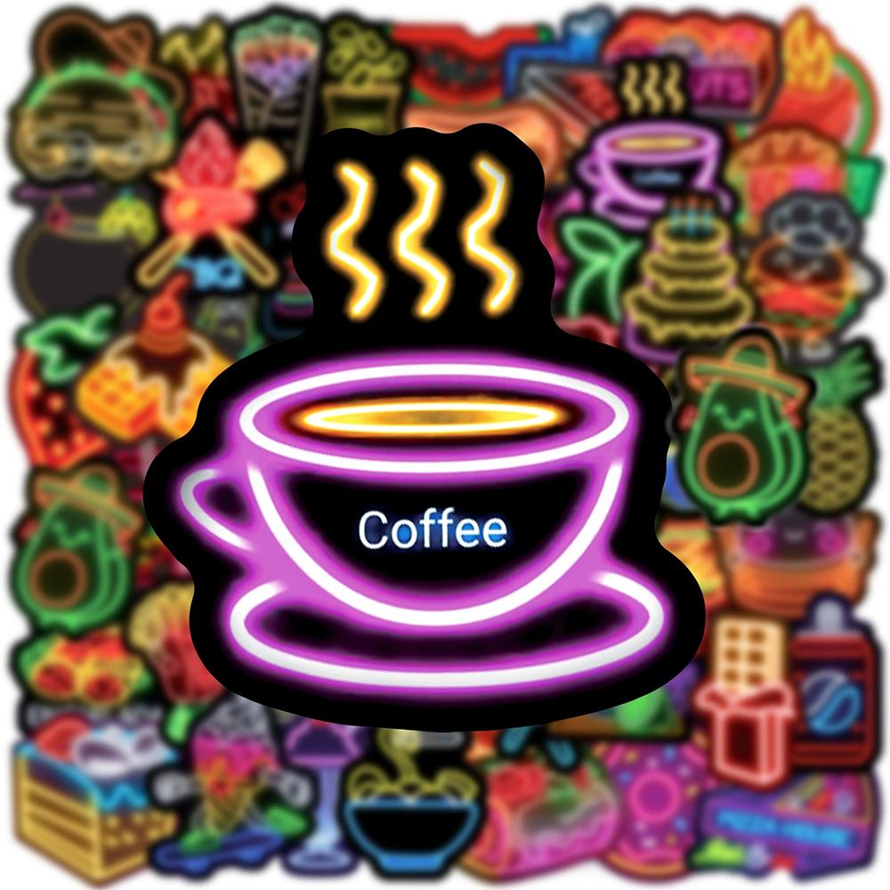 10/30/50pcs Funny Cute Neon Food Cartoon Stickers Decals Graffiti Laptop Suitcase Notebook Diary Cool Decoration Sticker Kid Toy