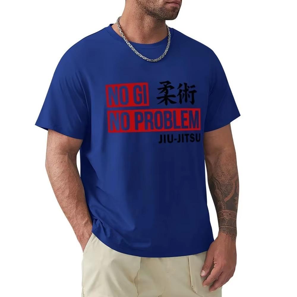Vintage Jiu Jitsu No Gi No Problem T-Shirt for Men Pure Cotton T Shirt Martial Arts Brazilian Tee Shirt Birthday Present Tops