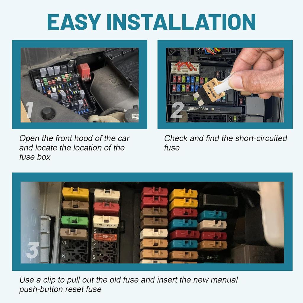 NuIth Manual Reset Mini Fuse Circuit Breakers 5A-30A, E39 Low Profile ATO/ATC Circuit Breaker Blade Fuse 12V-32V DC Resettable Standard Fuses for Car