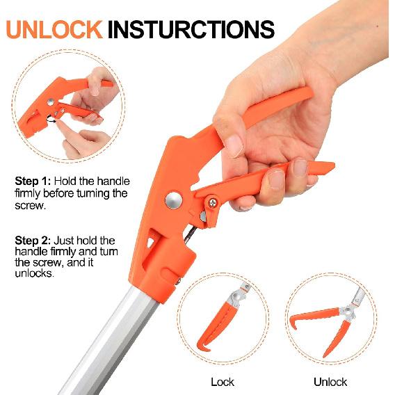 Kalkal 60" Snake Grabber Tool, Professional Aluminum Alloy Telescopic Rattle Snake Tongs, Reptile Grabber Snake Catcher Wide Jaw Pick-up Handling