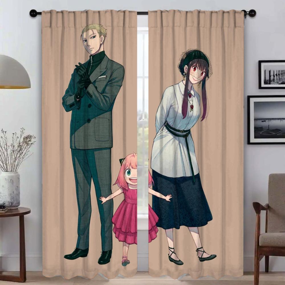 Elegant Room Curtains for Living Room Spy X Family Halloween Decoration Tulle for Bedroom Blackout Curtain Shades Partition Home