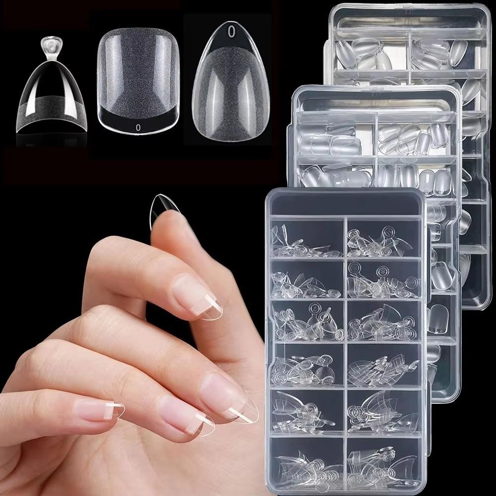 120/150PCS Almond Shape Square Nail Tips Short Gel Nail Tips for Profional Use in Nail Salons