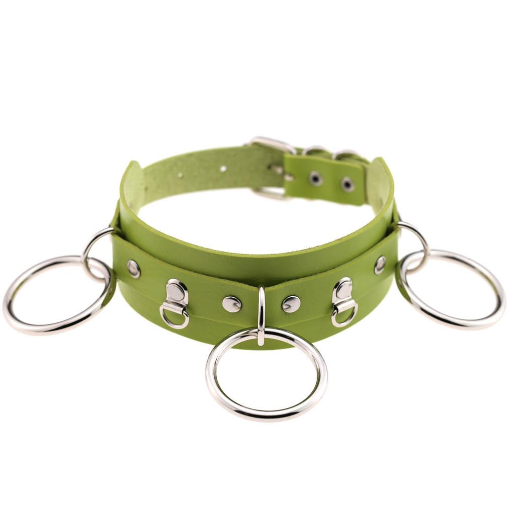 Wild O-Ring Leather Choker, Punk PU Circular Ring Clavicle Necklace for Nightclub