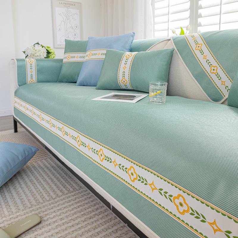 Ice Silk Summer Mat Sofa Cushion Summer Summer Non -Slip Cushion Washable Cool Feeling Sofa Cover Backrest Towel Cover Cloth 