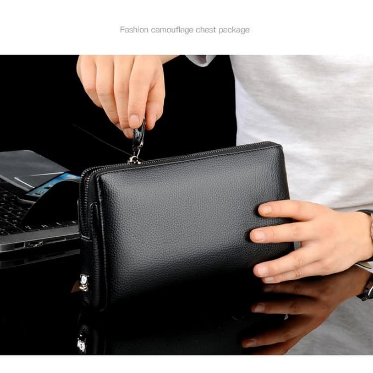 Men's Lychee Pattern Business Clutch Bag