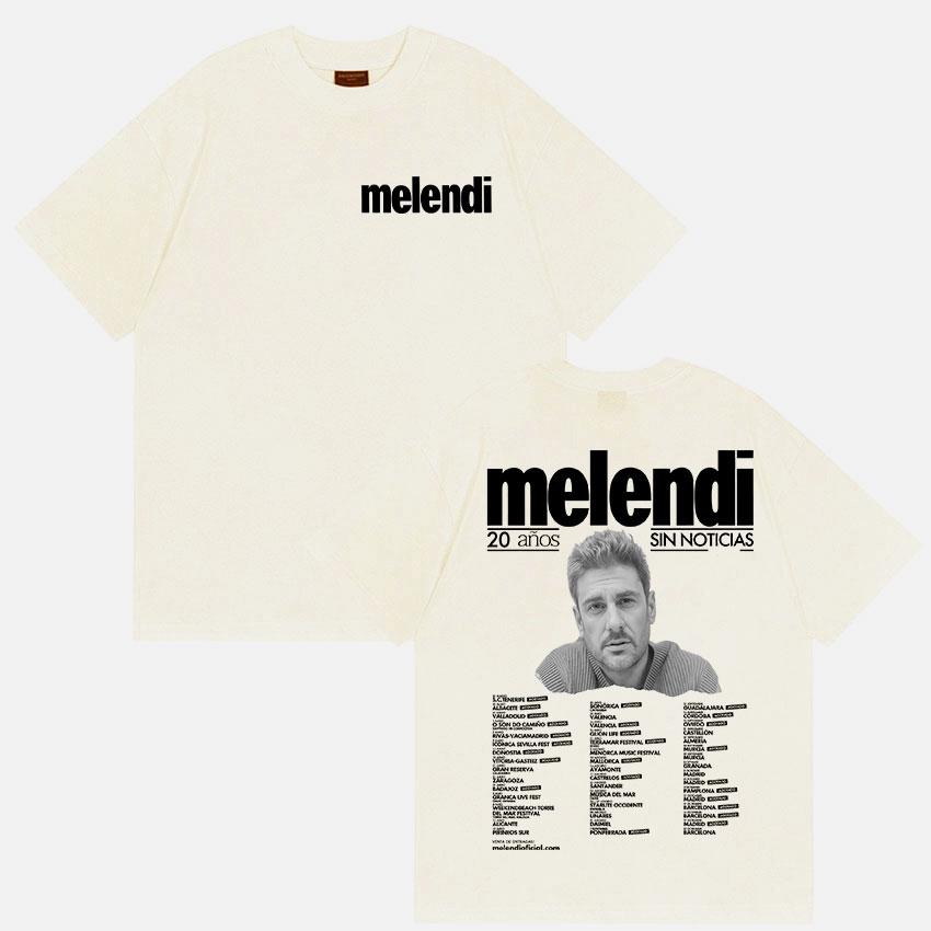 Rapper Melendi Tour 2025 Summer Merch 100 Pure Cotton Printed Tshirt Mens Retro Fashion High Quality Hip Hop Punk Oversized