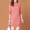 Herfst-Winter Slim-Fit Middellange Gebreide Jurk met Halve Hoge Kraag - Veelzijdig en Flatteus voor Vrouwen