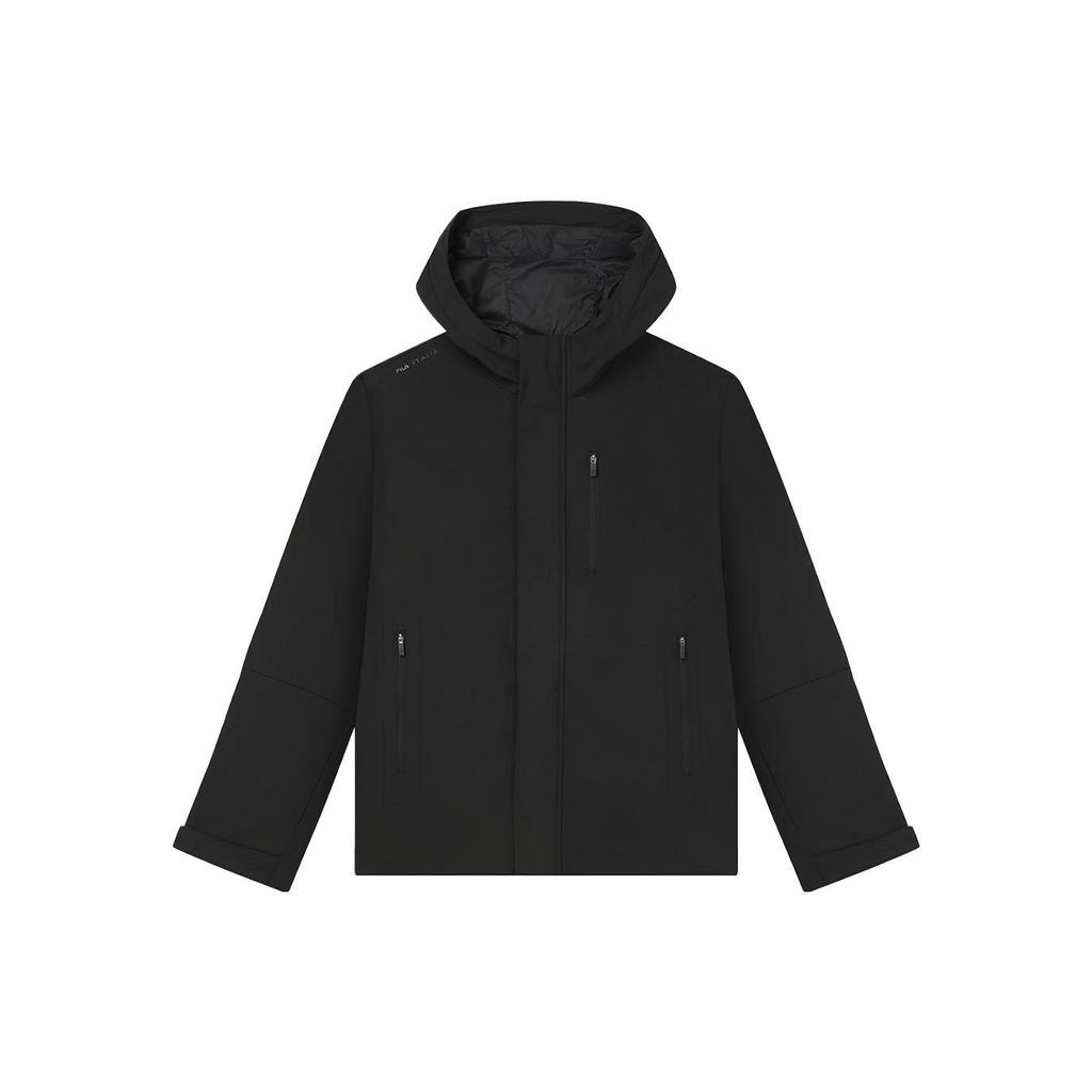 Fila Solid Color Hooded Woven Jacket Men Jackets Black F11M342702F-BK